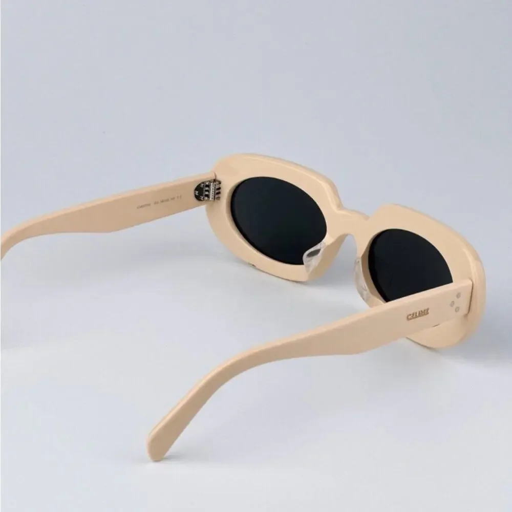 New! Celine Beige Oval Sunglasses CL40276U 25A, Authentic